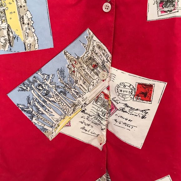 Liz Claiborne Vintage 100% Silk Europe Shirt in Red Sz Large - Picture 5 of 6